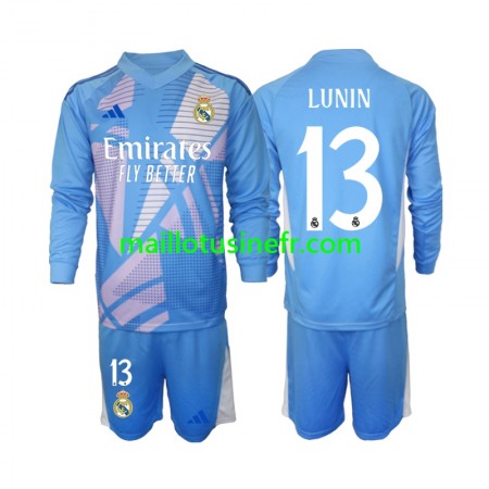 Maillot de Foot Real Madrid Andriy Lunin 13 Gardien Domicile 2024-25 Manches Longues - Enfant